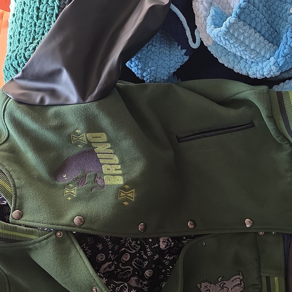 Disney Green and Black Letterman Jacket with Bruno Patch
